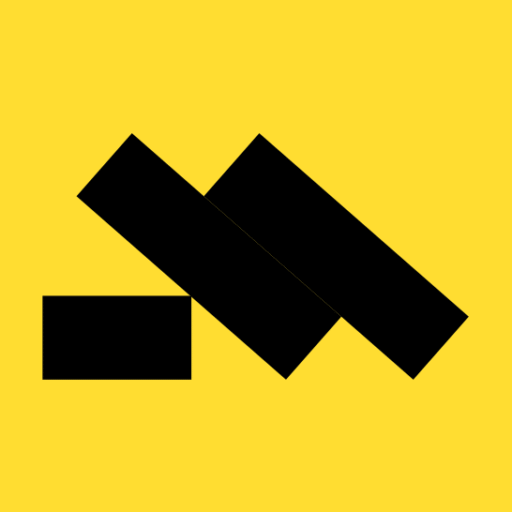 Graphic of three rectangles. One is laying horizontal while the other two lean on it at an angle.