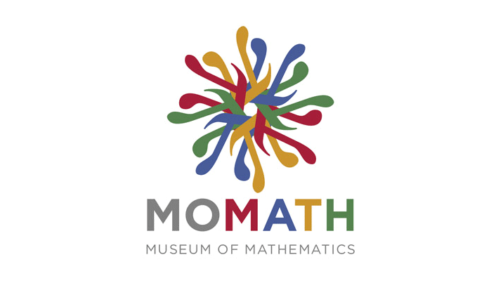 Flower-like graphic with words that read: MOMATH Museum of Mathematics.